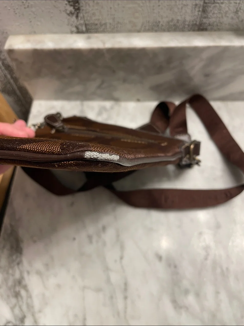 Vintage Coach Brown Signature Canvas Crossbody Messenger
